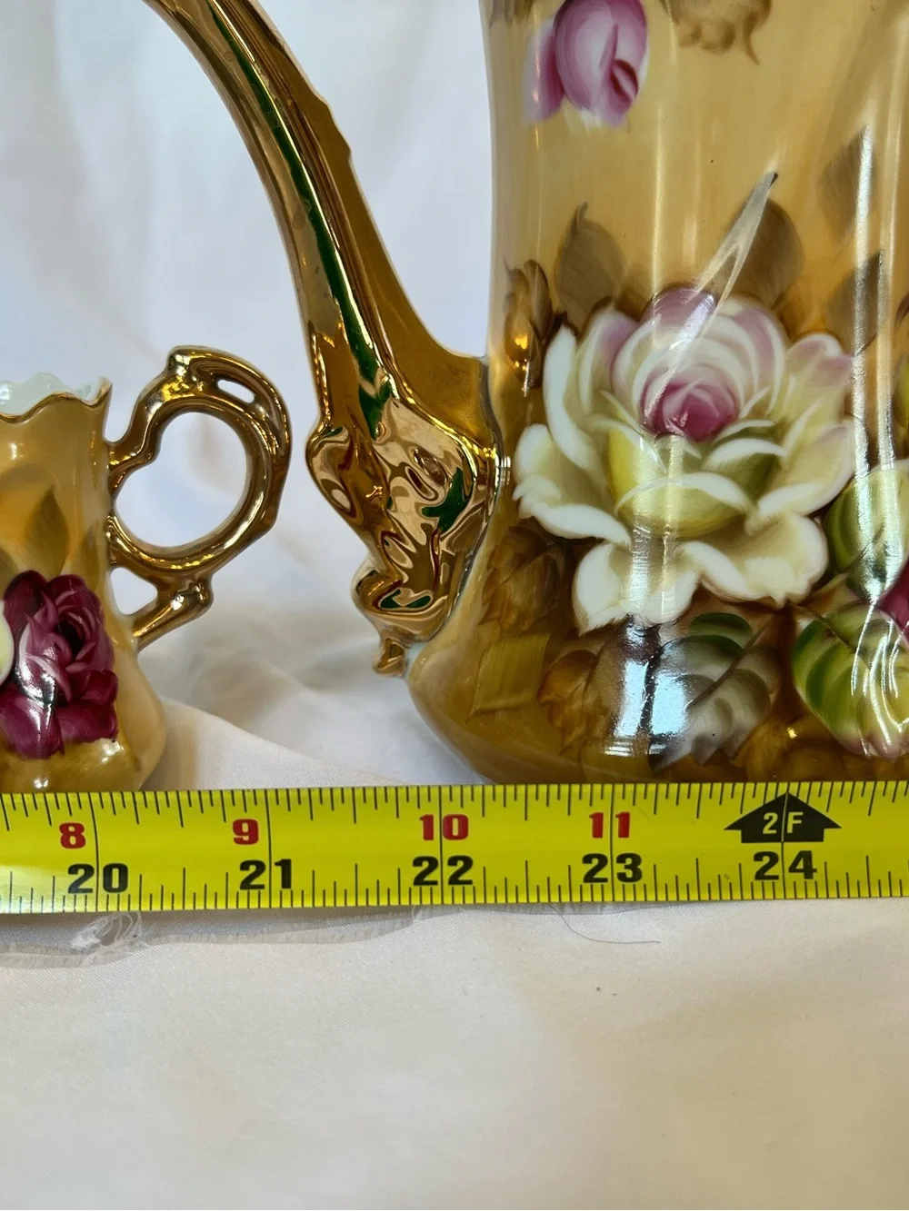 Lefton Gold Floral Porcelain Creamer and Sugar Set